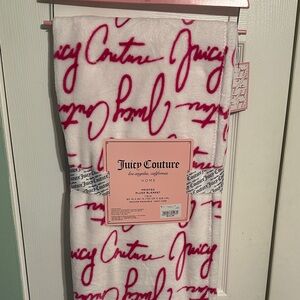 Juicy Couture Pink Script White Blanket